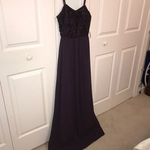 long beaded plum dress